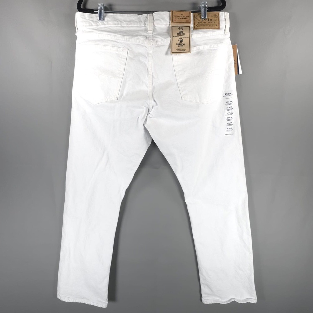 NWT POLO RALPH LAUREN THE VARICK SLIM‎ STRAIGHT Core Replen White Jeans 40X30 - Picture 6 of 15